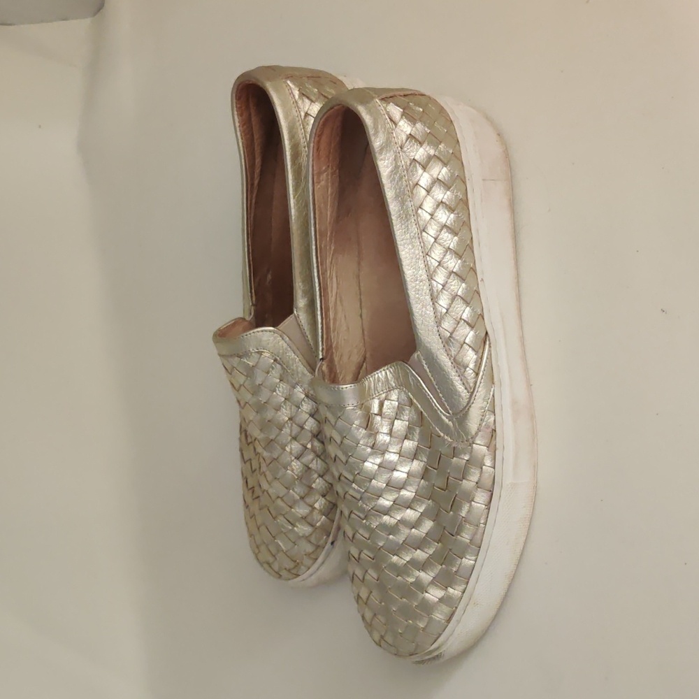 M. Gemi sz 42 sz 11 Gold woven leather tennis shoes sneakers slip on